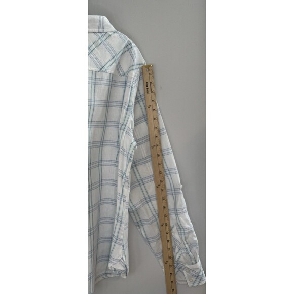 Tommy Hilfiger Women’s XL Plaid Button Down Shirt Blue Green Cotton Roll Tab - Picture 5 of 9